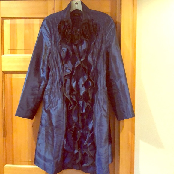 jerry t Dresses & Skirts - Midnight blue Jerry T silky dress coat! jerry t Dresses & Skirts - Midnight blue Jerry T silky dress coat!